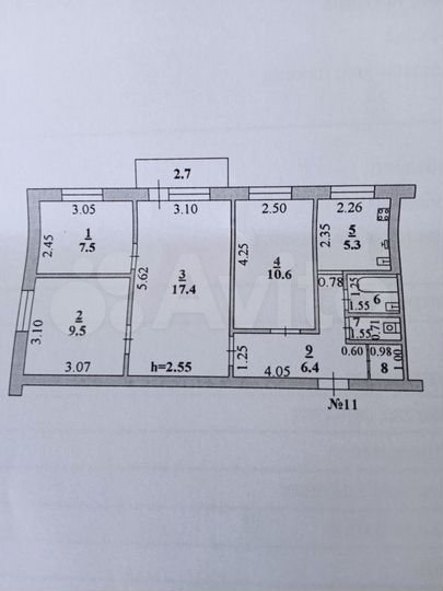 4-к. квартира, 60,5 м², 4/5 эт.
