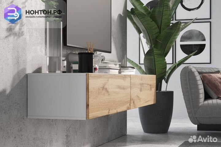 Тв-тумба somero белый / дуб вотан