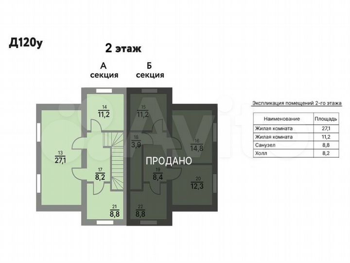 Таунхаус 120 м² на участке 3 сот.