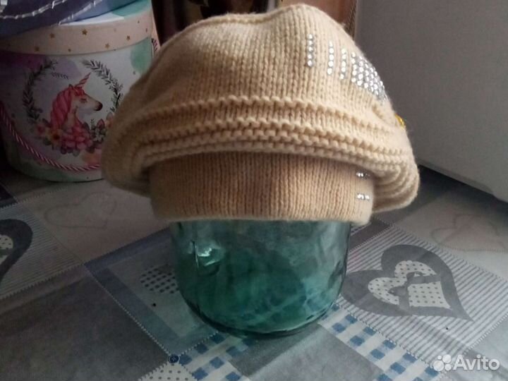 Шапка вязанная с ушками, под заказ