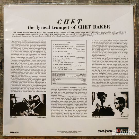 Chet Baker - Chet (Jazz 1959) Limited 2022 LP