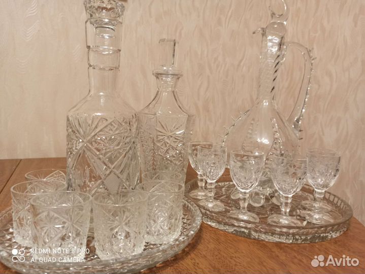 Графины хрустальные со стаканами или рюмками СССР