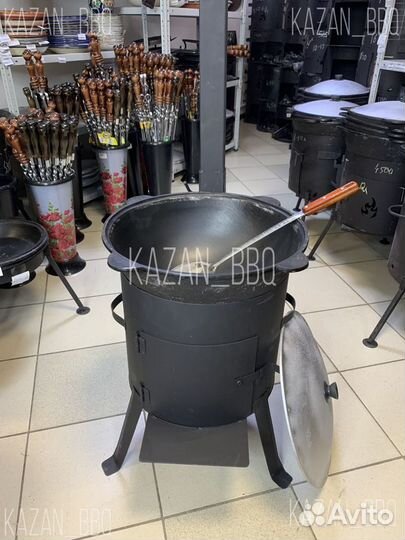 Казан чугунный 12 л + печь с трубой