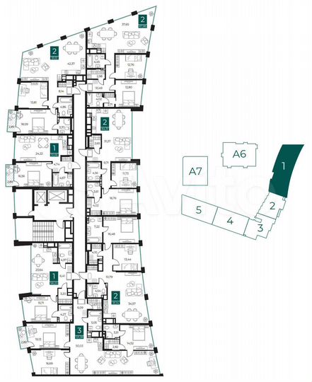 2-к. квартира, 84,3 м², 7/13 эт.