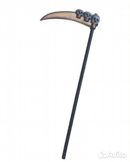 Коса с черепами 2285 черная с серебрянным пластико