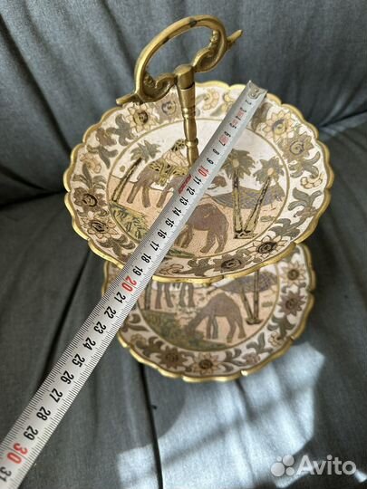 Ваза для фруктов Этажерка латунь