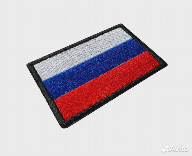 Нашивка шеврон Флаг России разм. 6х4 см с липучкой