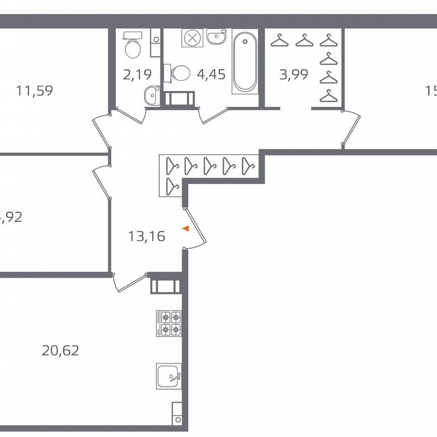 3-к. квартира, 89,3 м², 10/10 эт.