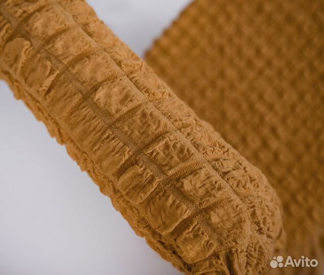 Чехлы на стулья со спинкой на кухню 6 шт Горчичный