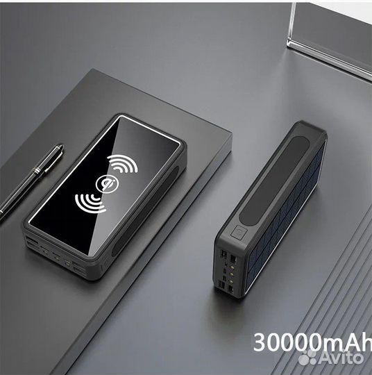 Повербанк 20000 беспроводная зарядка, солнеч бат