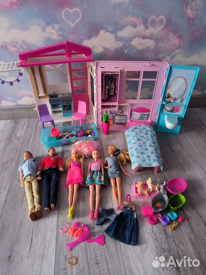 Домик для барби с куклами