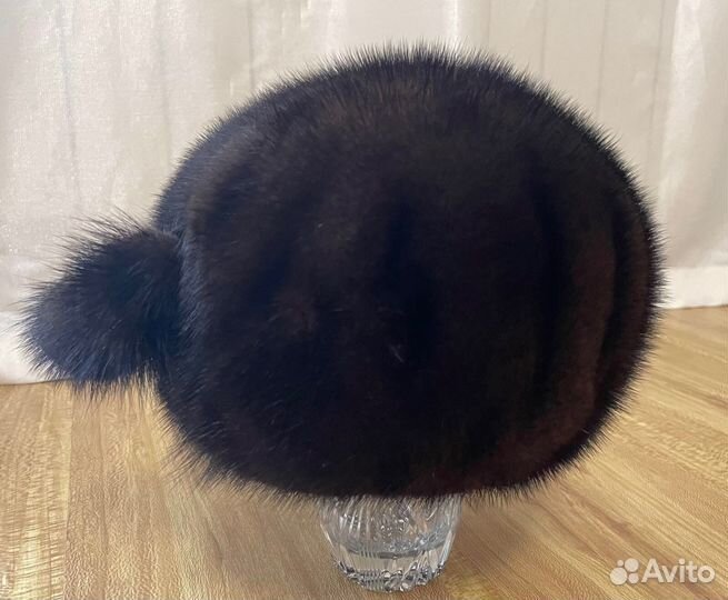 Берет женский норковый,темно-коричневый