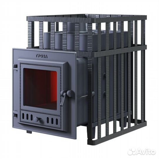 Чугунная печь для бани Гроза в сетке 24 (М)