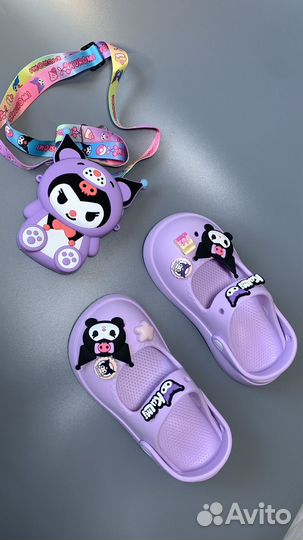 Crocs kuromi кроксы пляжные + сумочка kuromi