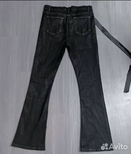 Rick owens flared waxed jeans