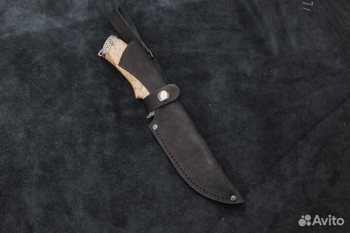 Эксклюзивный нож Дельфин сталь дамаск-камень (нике