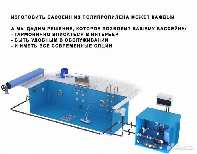 Чаша для бассейна 5x3 из полипропилена