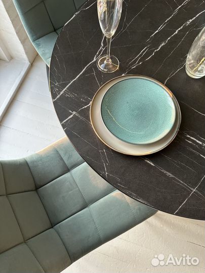 Стол Милан, лдсп, Чёрный мрамор, Цельный, 16 мм