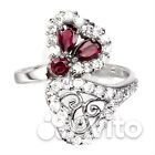 Серьги, кольцо серебро гранат разм.18,0 С182
