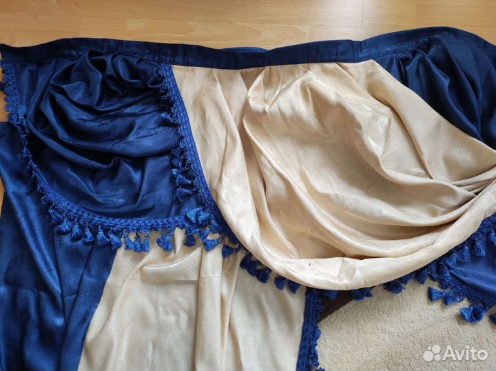 Шторы б/у сине-бежевые
