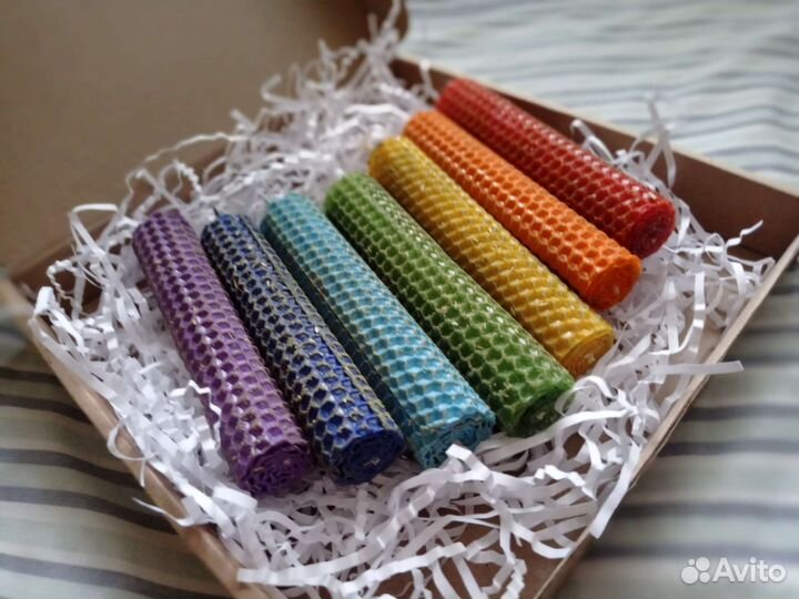 Чакровые свечи из вощины с травами и маслами