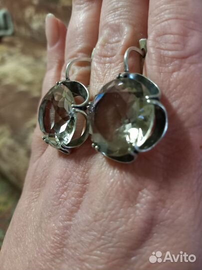 Комплект серебро серьги и кольцо