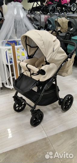 Коляска 2 в1 Nino короб+прогулка Кожа Beige
