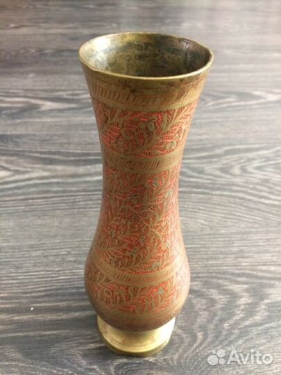 Ваза, Индия, Латунь, клеймо, эмаль, резьба, СССР