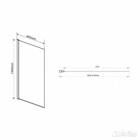 Душевая штора Vincea 67cm Хром VSB vsb-11800cl