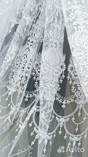 Тюль турецкий люкс с вышивкой. Новый