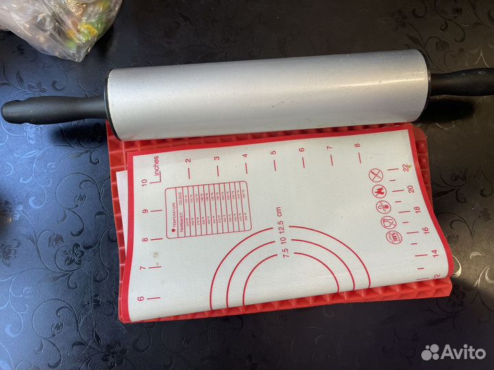 Скалка для теста и коврик