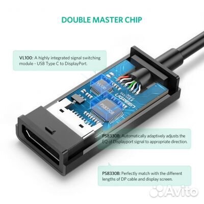 Адаптер переходник USB Type-C - DisplayPort белый