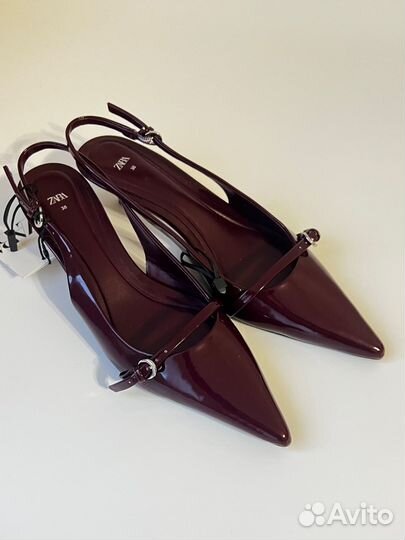 Слингбэки Zara бордо в стиле Miu Miu в наличии