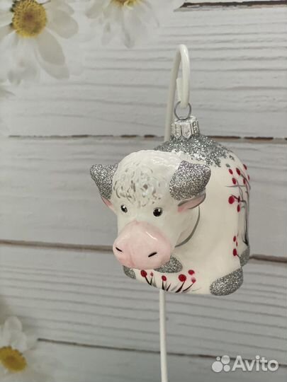 Елочная игрушка Ариель, бычок Снежок