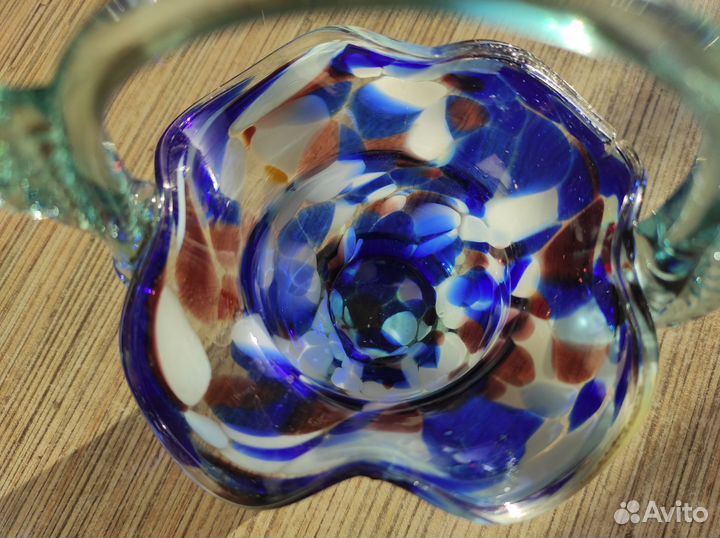 Ваза конфетница цветное стекло СССР