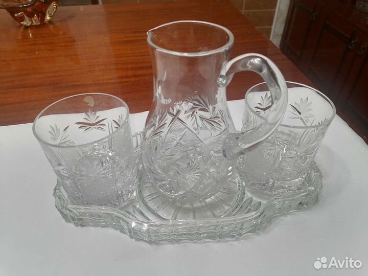 Набор для воды, резной хрусталь