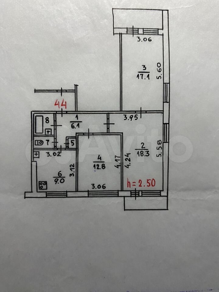 3-к. квартира, 70,5 м², 2/9 эт.