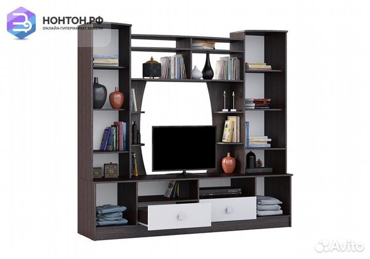 Стенка Женева New белый глянец / венге