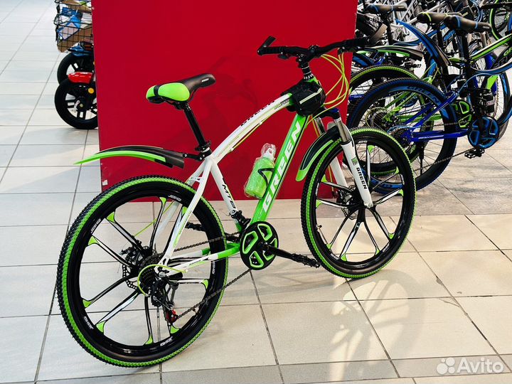 Велосипед горный на литых дисках 26R (бело-зел)