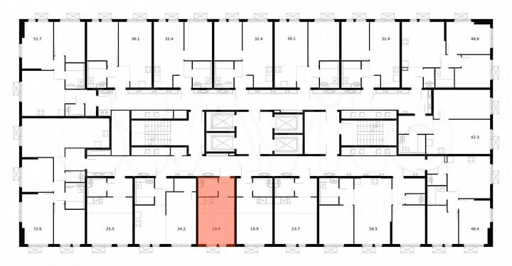 Квартира-студия, 19,9 м², 15/33 эт.