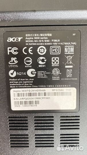 Ноутбук Acer aspire 3830