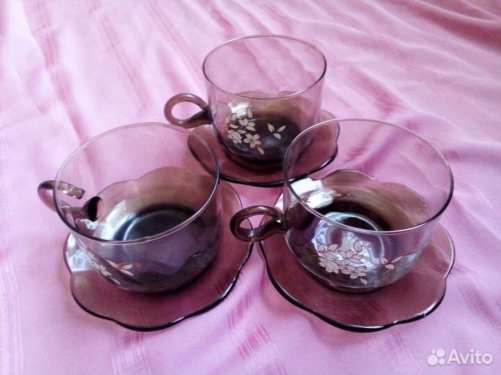 Чашка с блюдцем (стекло)