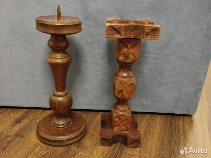 2 подсвечника напольных, из массива дуба