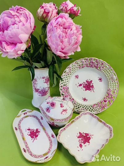 Поднос с ушками 23х12см Аппони розовый букет