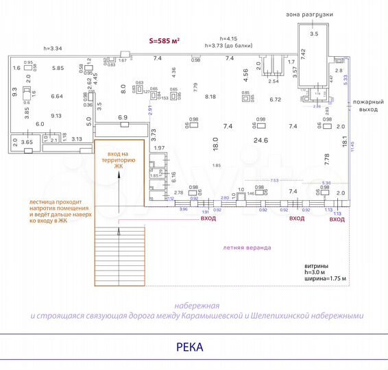 585 м² с летней верандой, есть вытяжка