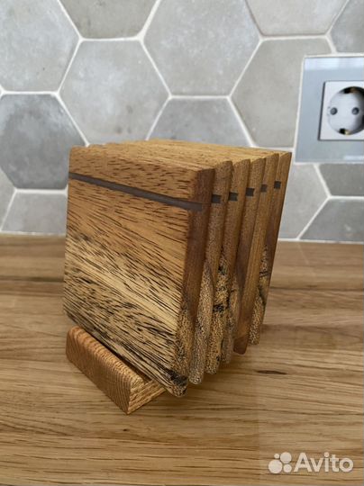 Комплект подстаканников из дерева, подарок маме