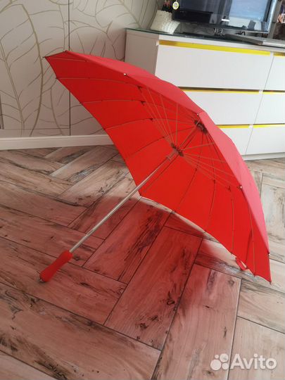 Зонт трость в виде сердца красный