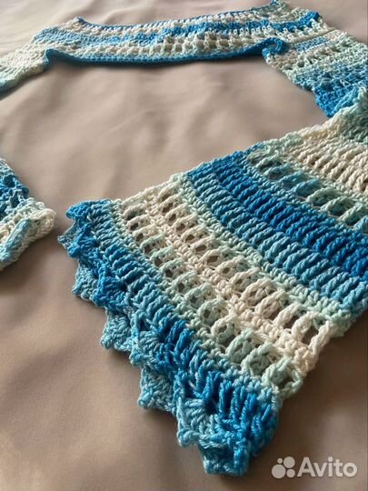 Вязаный топ сетка с рукавами