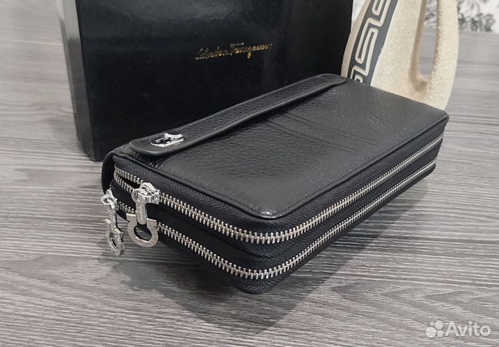 Мужской кожаный клатч кошелёк Ferragamo новый 012