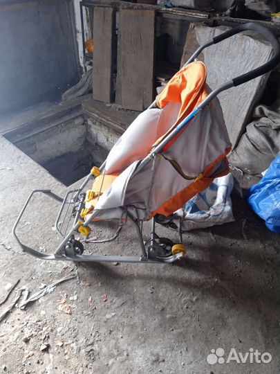 Детские санки коляска с колесами
